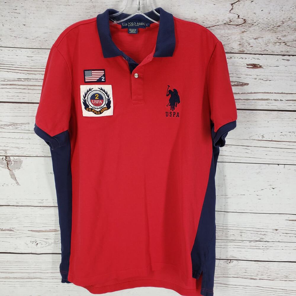 US Polo Assn. Men's 100%Cotton Patch Embroidered Polo Shirt Size Large